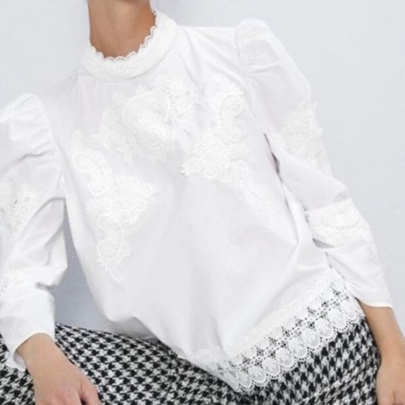 Zara Poplin blouse with lace detailing - Picture 11 of 11